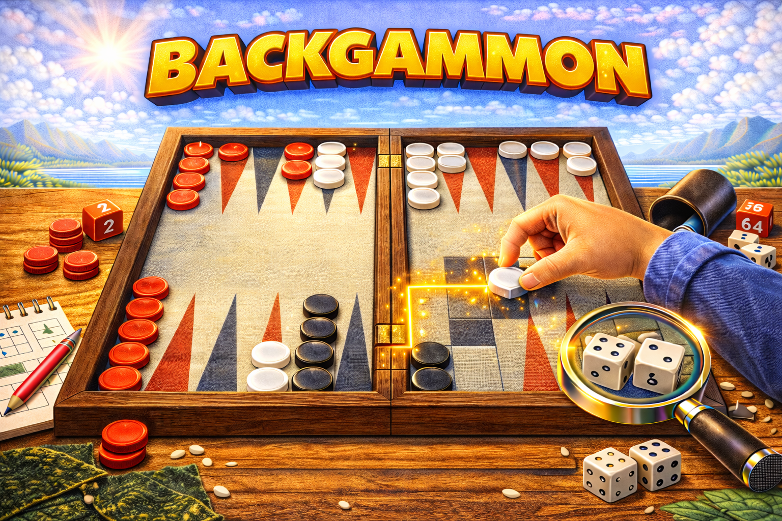 Backgammon strategy game — roll dice, move checkers, and bear off first to win