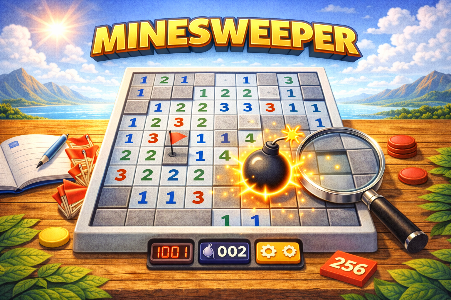 Minesweeper puzzle game — reveal cells and use number clues to avoid hidden mines