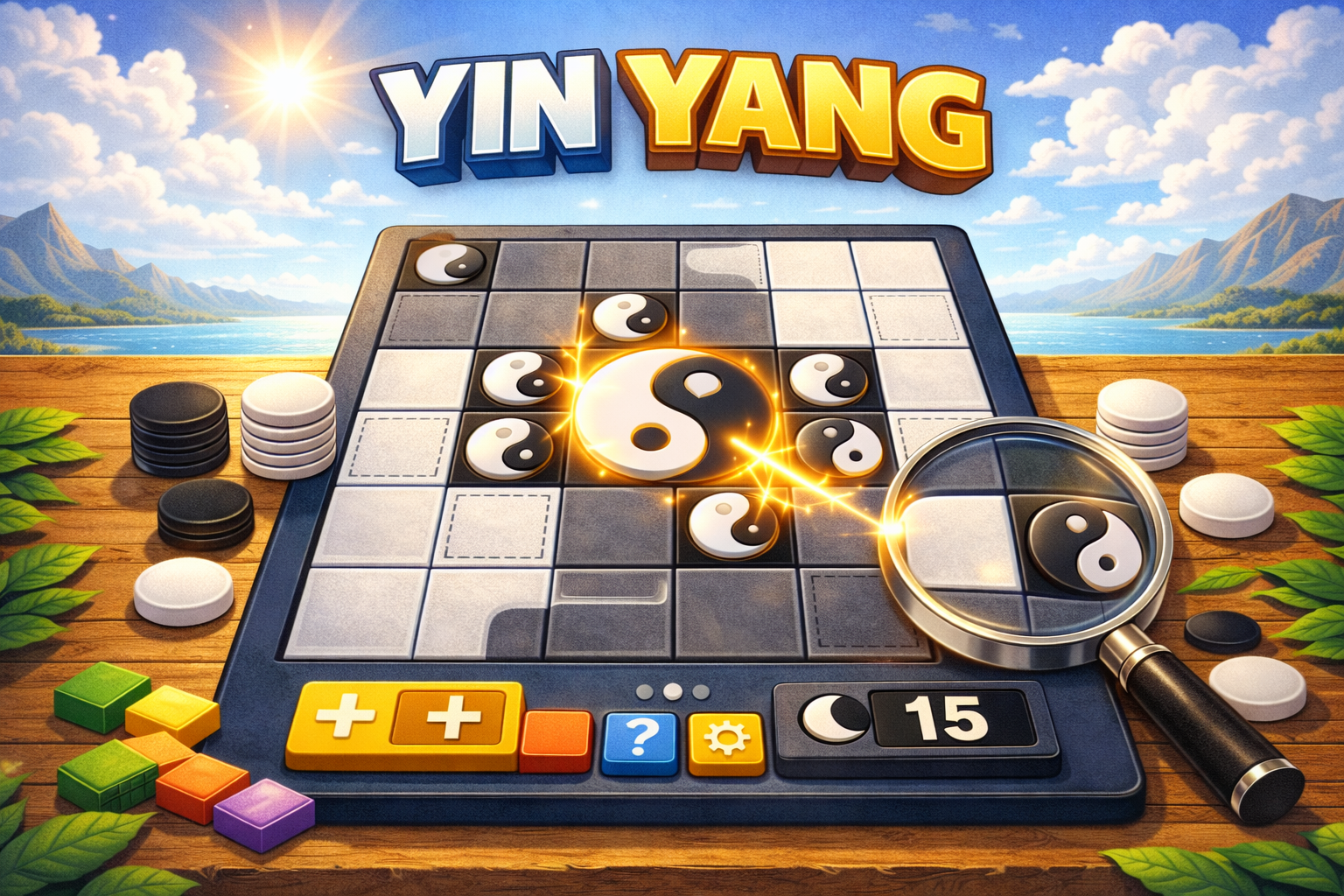 Yin-Yang puzzle — fill cells with black and white so each color forms a connected group